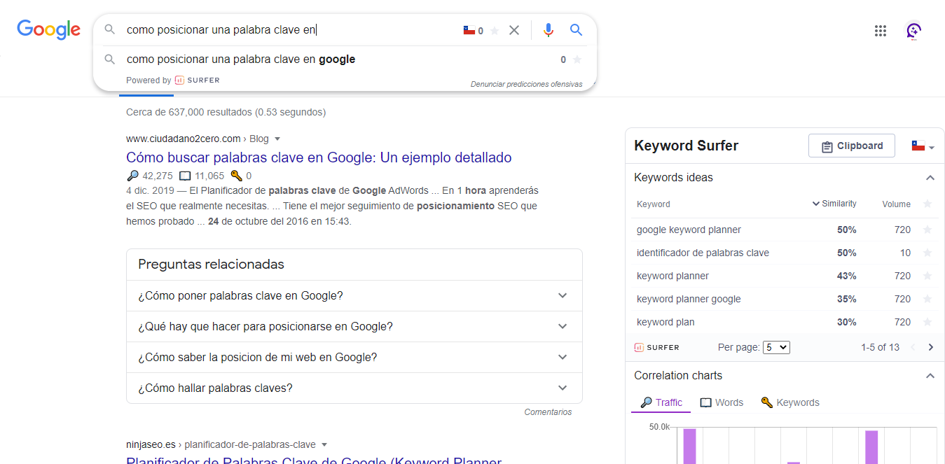 buscar palabras clave en google