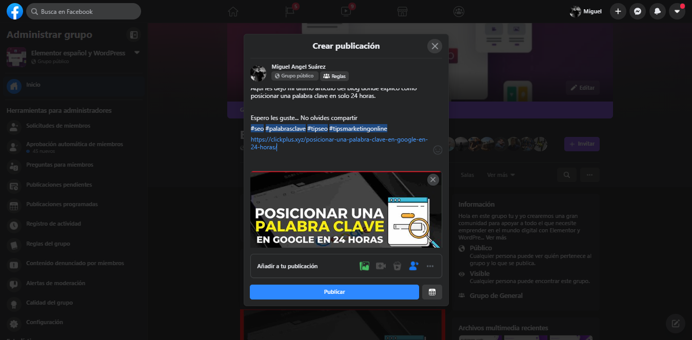 compartir contenido en redes sociales