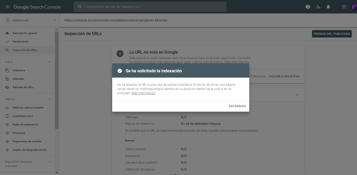 indexacion de url en serach console