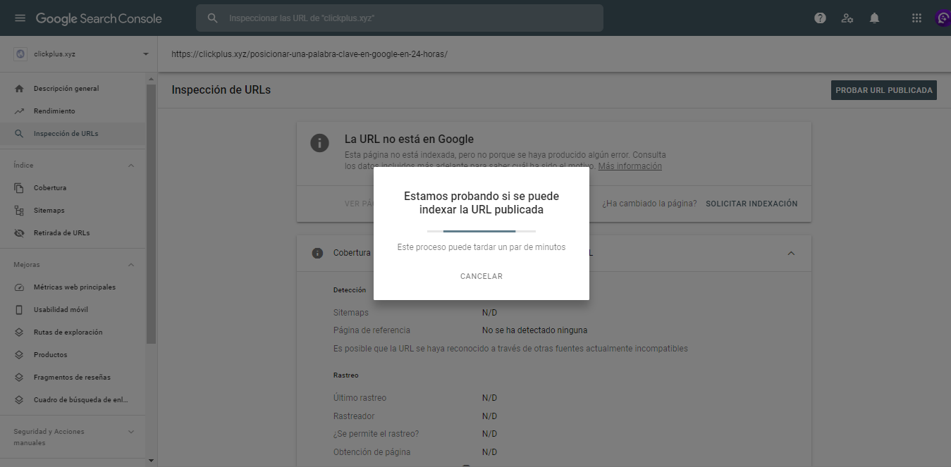 la pagina esta siendo revisada para su indexacion